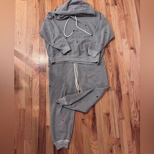 THE GREAT. Heather Gray Hoodie & Jogger Set